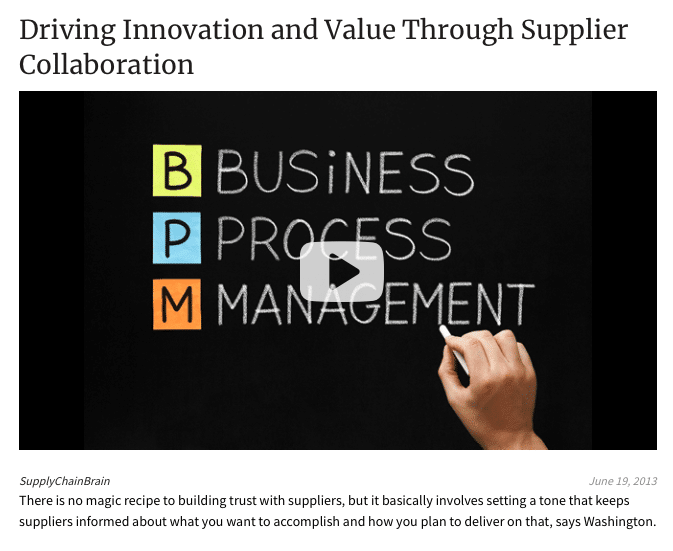 slide about driving innovation and value through supplier collaboration